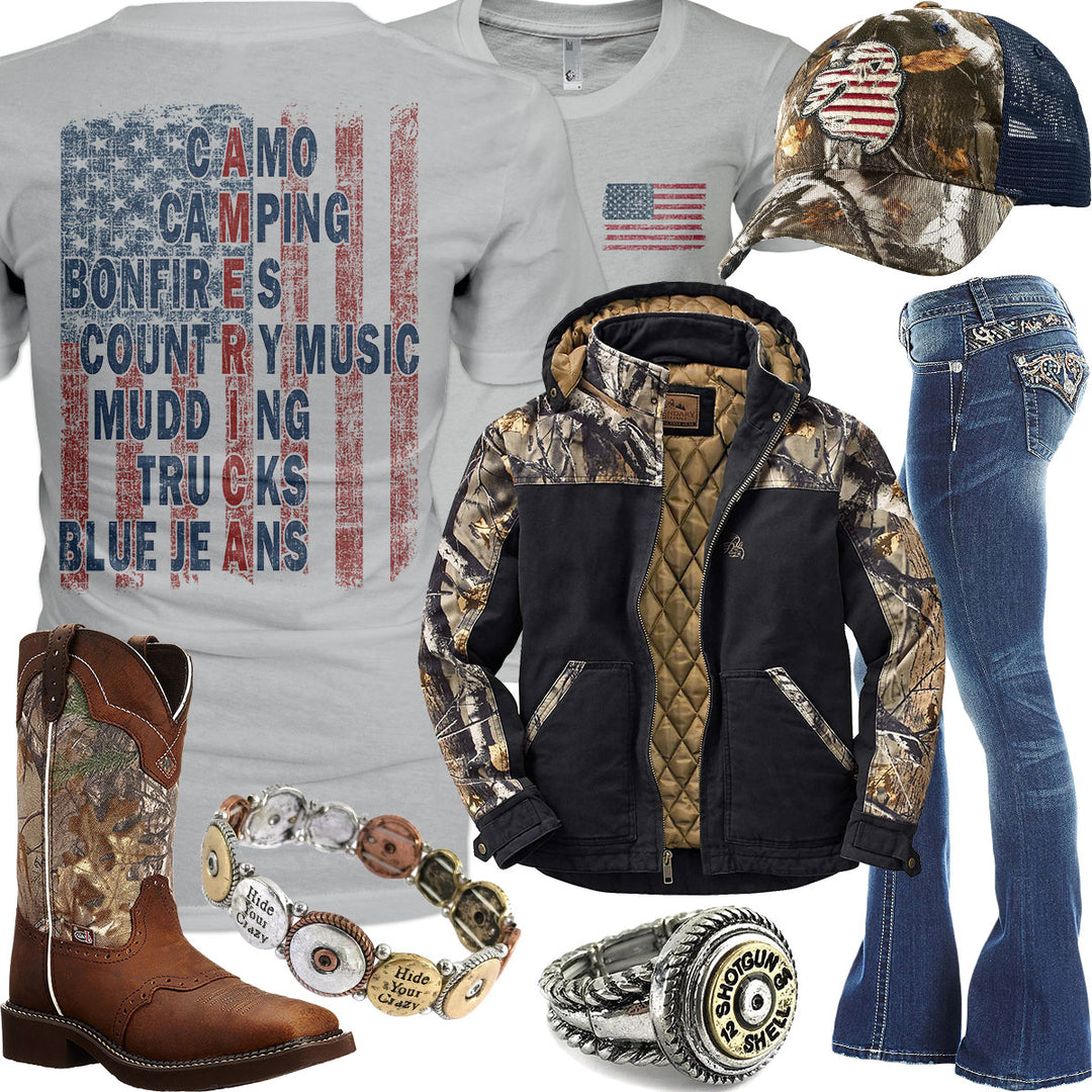 American Flag Camo Americana Flag Cap Outfit