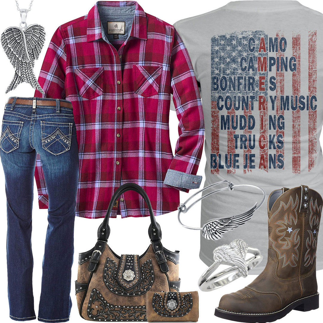 The American Flag Angel Wing Ring Outfit