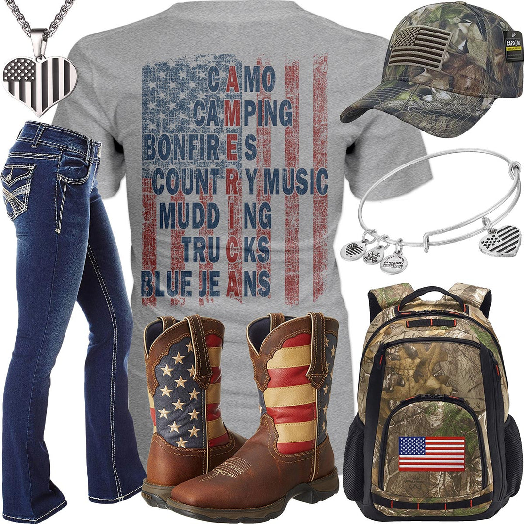 American Flag Heart Bracelet Outfit