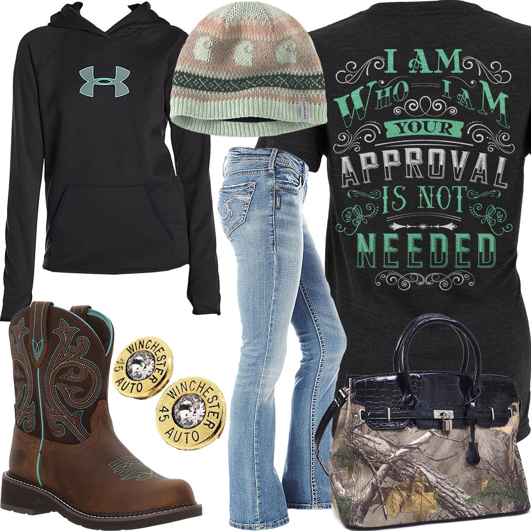 I Am Who I Am Silver Jeans Outfit