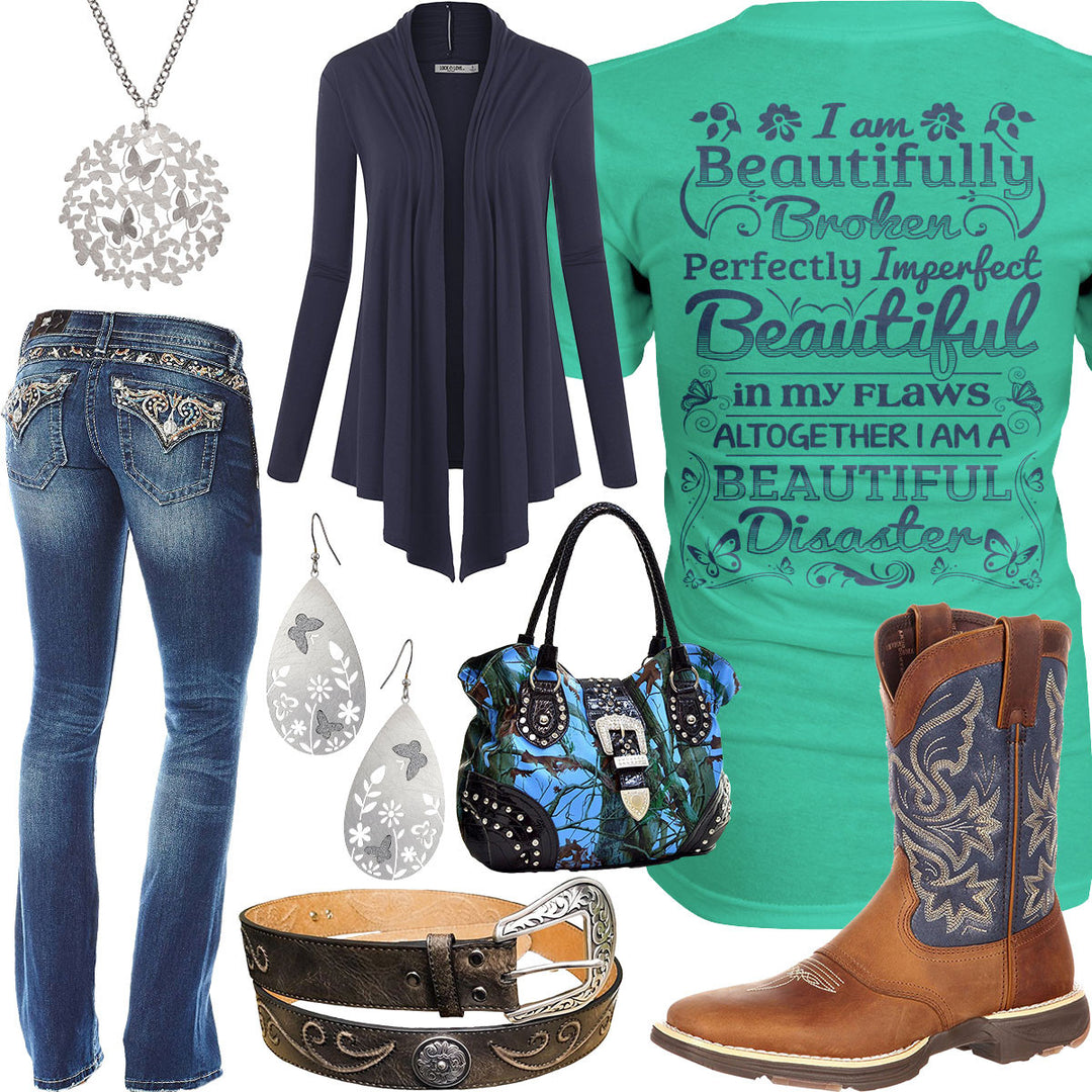 A Beautiful Disaster Navy Cardigan Outfit