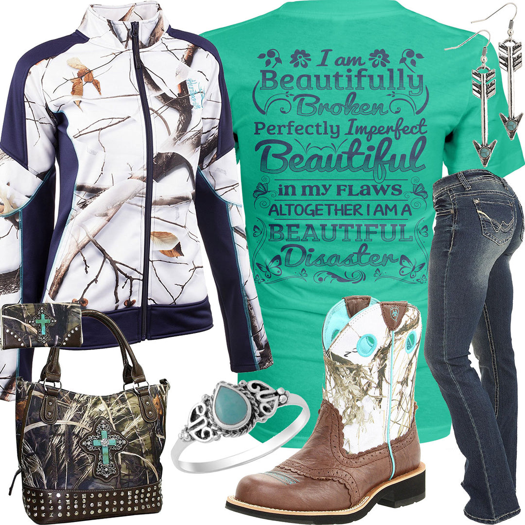 Beautiful Disaster Snow Camo Jacket Outfit