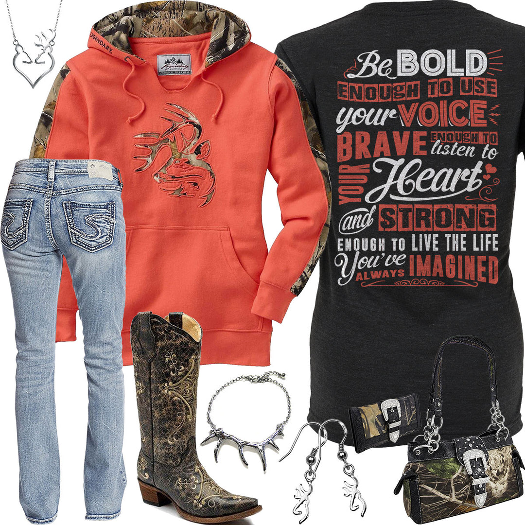 Bold, Brave & Strong Silver Jeans Outfit
