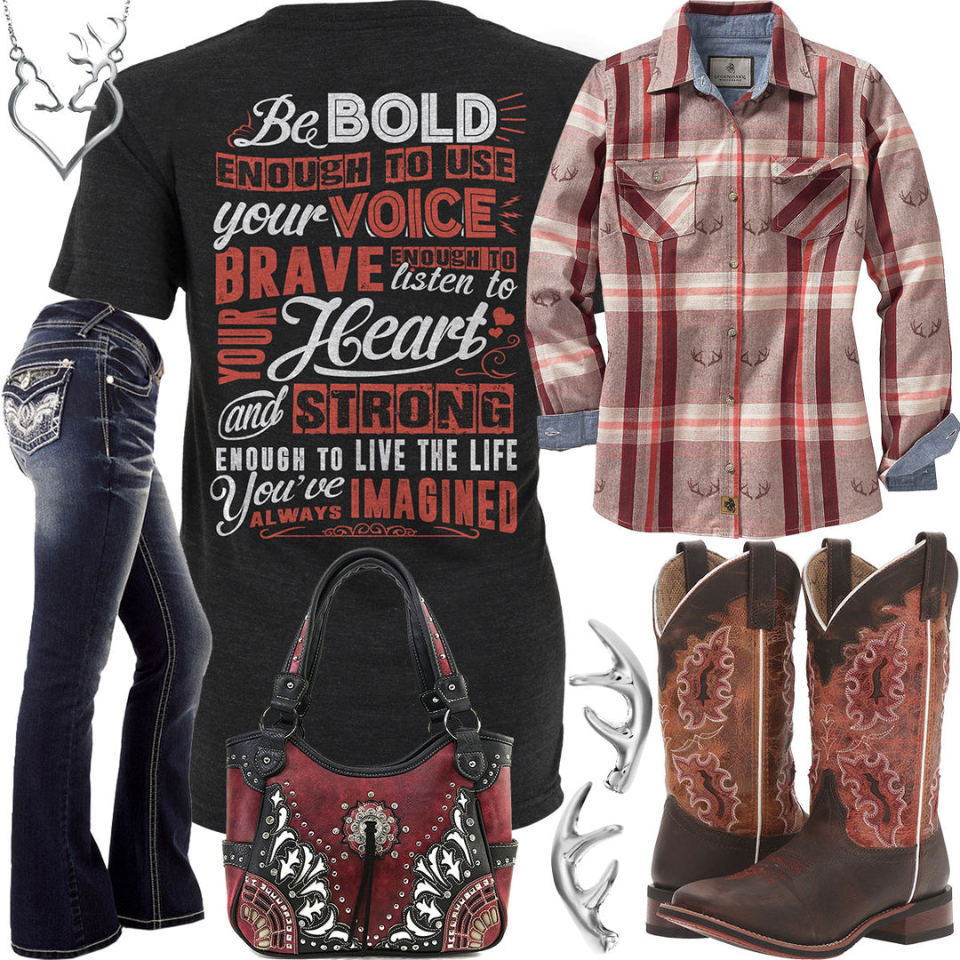 Bold, Brave & Strong Antler Earrings Outfit