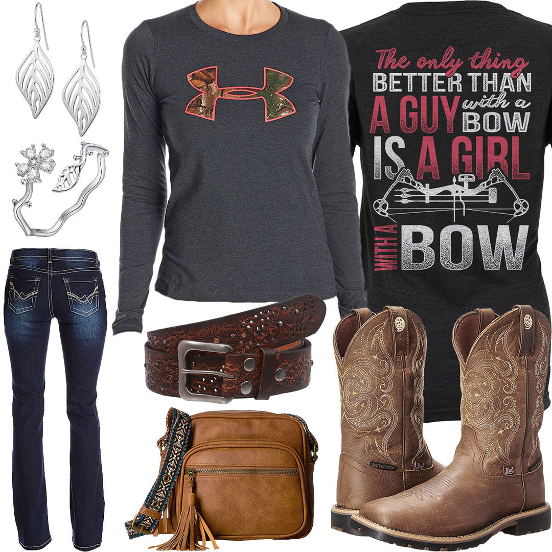 Girl With A Bow Under Armour Camo T-Shirt Outfit