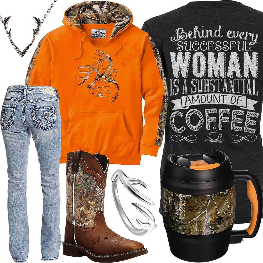 Amount Of Coffee Orange Camo Hoodie Outfit