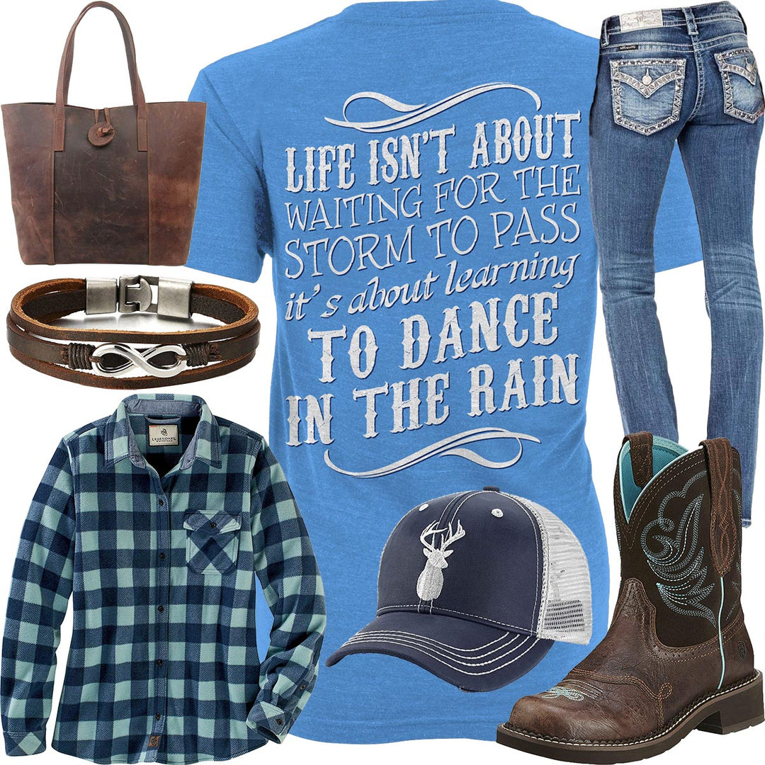 Dance In The Rain Brown Leather Handbag Outfit