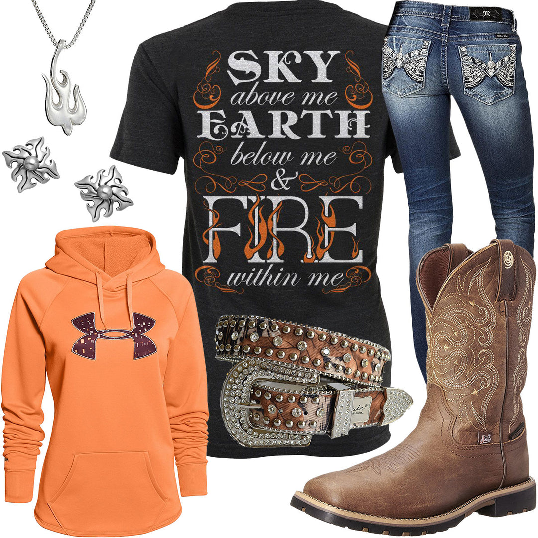 Fire Within Me Flaming Dove Necklace Outfit