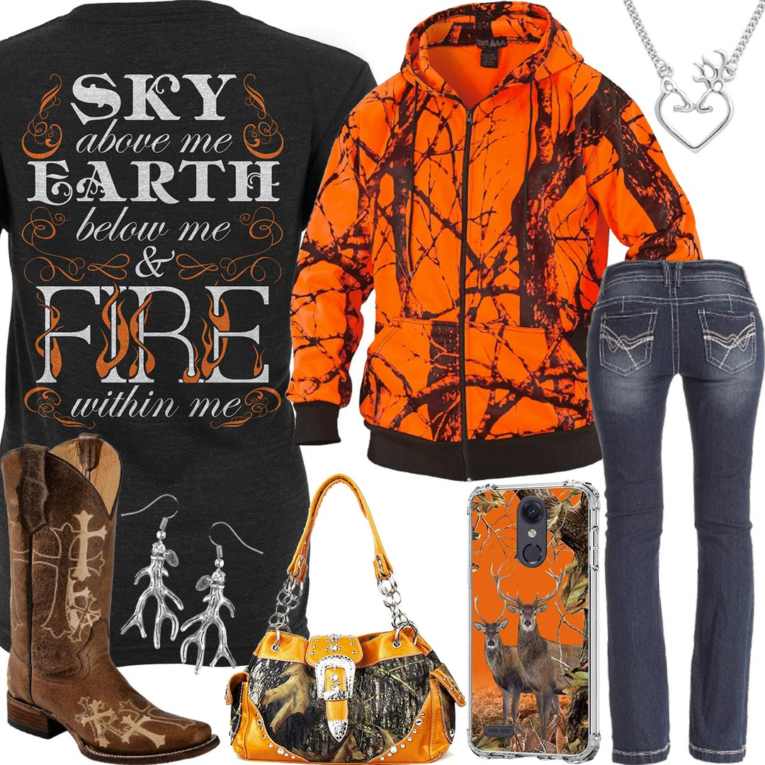Fire Within Me Orange Camo Phone Case Outfit