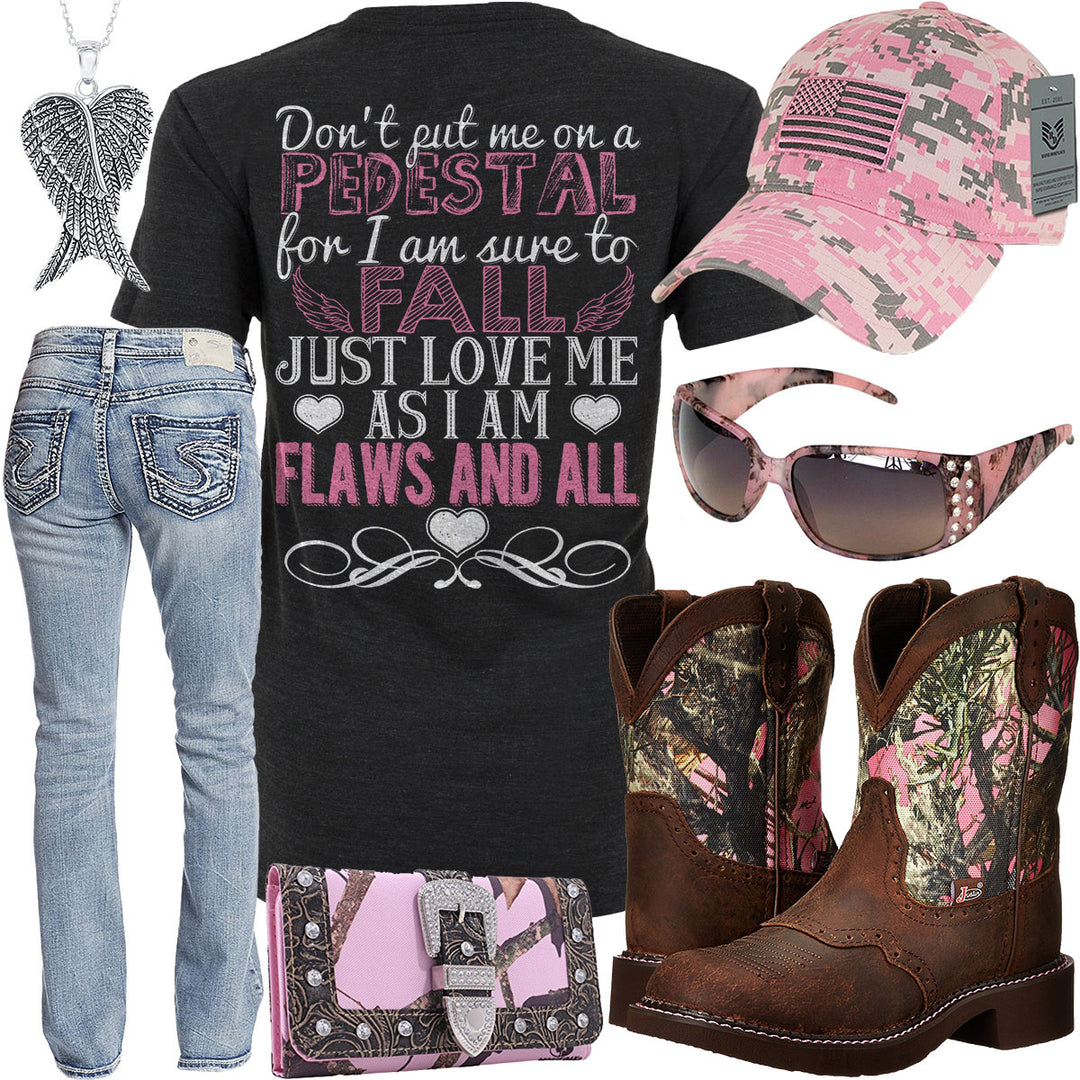 Flaws And All Pink Camo American Flag Hat Outfit