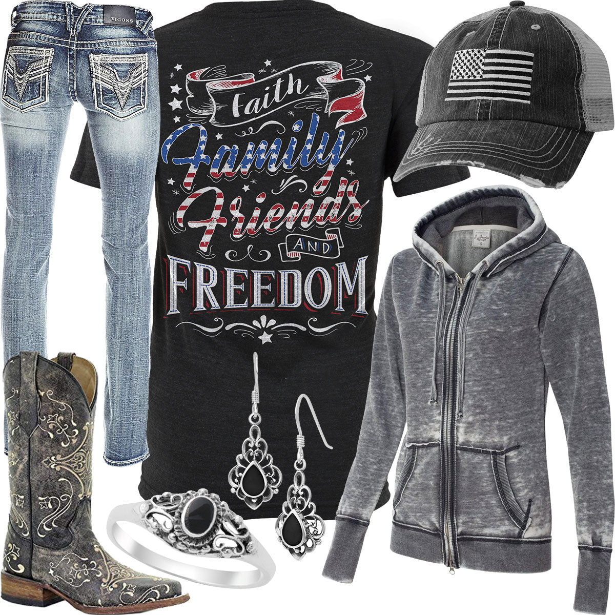 Faith, Family, Friends & Freedom Vigoss Jeans Outfit – Clover + Cotton Co