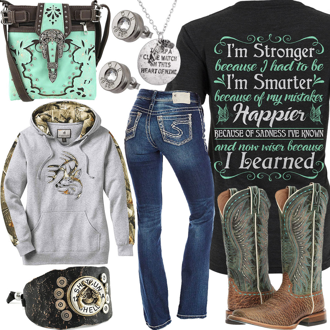 Wiser Because I Learned Grey Camo Hoodie Outfit