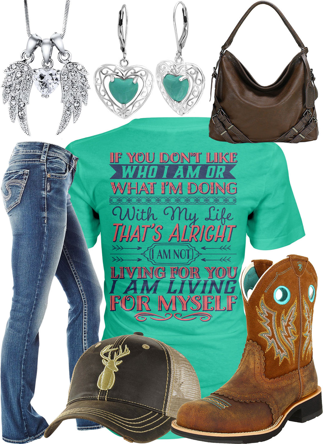 I Am Living For Myself Hobo Handbag Outfit