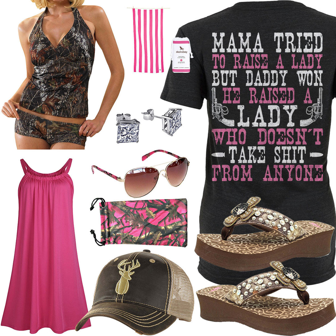 Mama Tried To Raise Camo Tankini Outfit