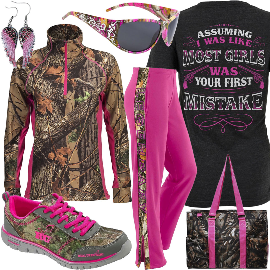 Your First Mistake Trail Crest Camo 1/4 Zip Outfit