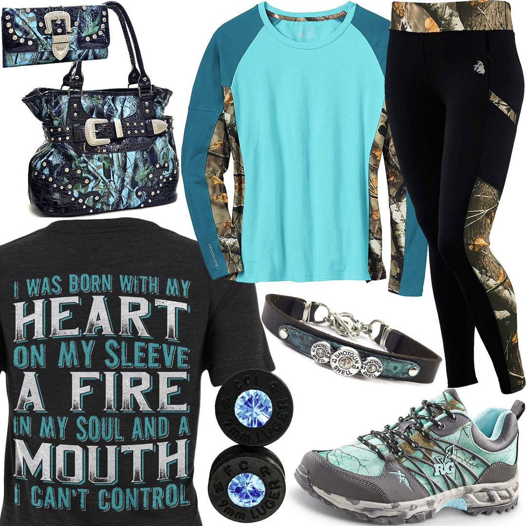 A Mouth I Can't Control Blue Camo Purse Outfit
