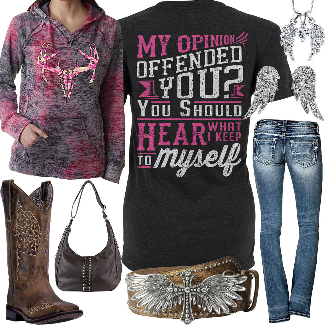 Keep To Myself Justin Angel Wing Cross Belt Outfit