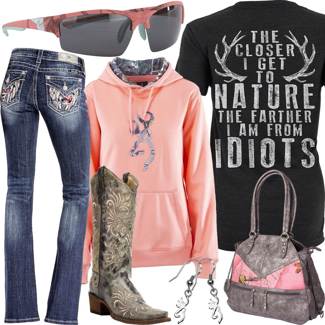 Farther From Idiots Browning Coral Hoodie Outfit