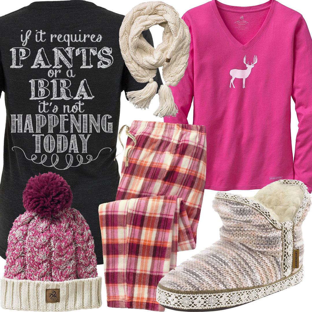 Pants or a Bra Cable Knit Scarf Outfit