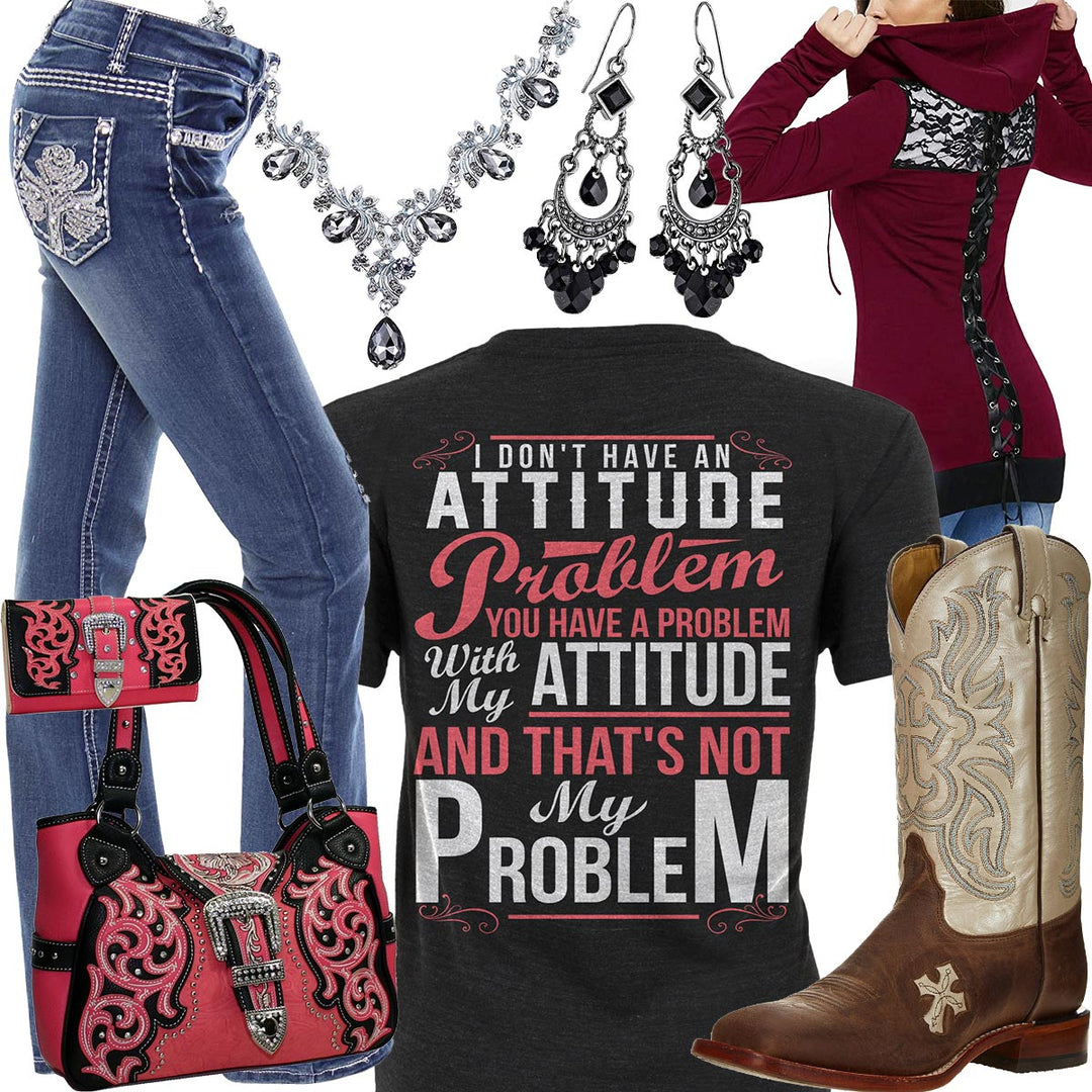 Not My Problem Lace Up Hoodie Outfit
