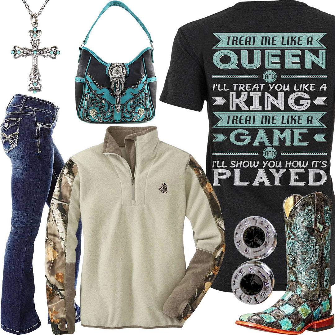 Like A Queen Ferrini Patchwork Boot Outfit