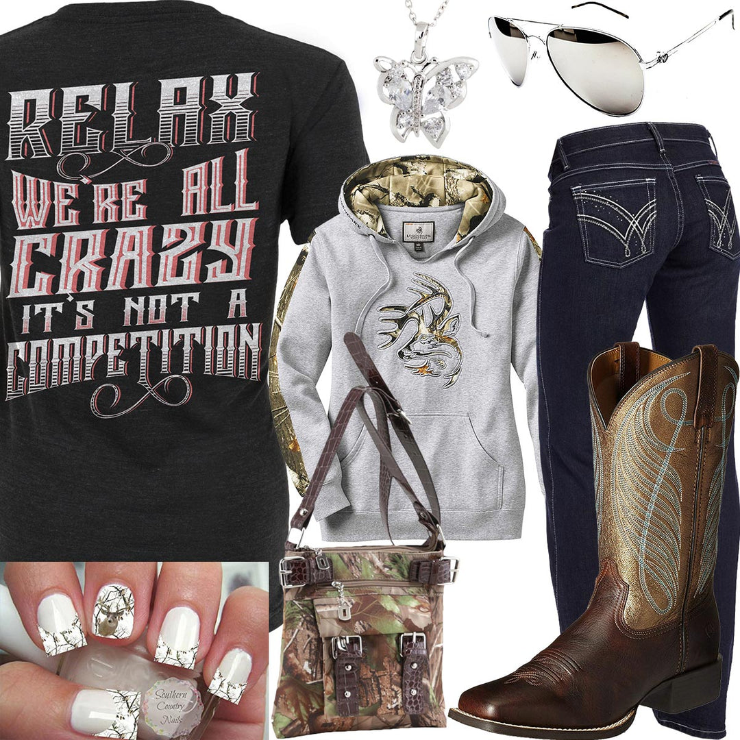 Relax We're All Crazy Wrangler Jeans Outfit