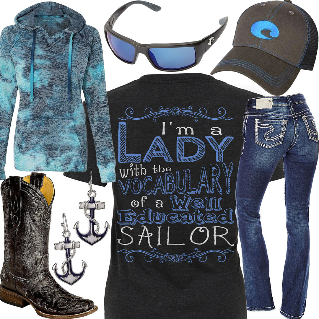 Educated Sailor Anchor Earrings Outfit