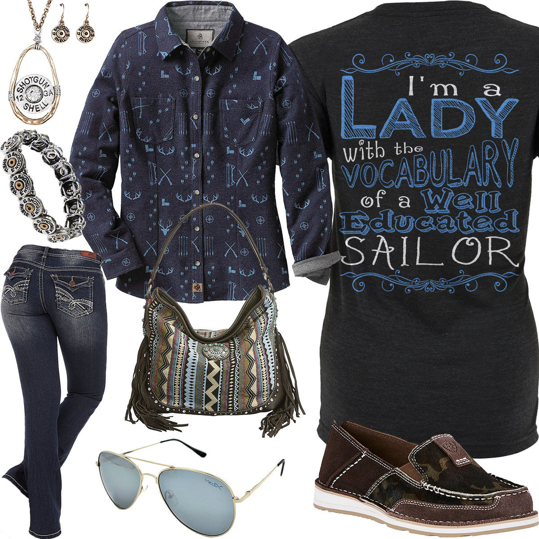 Educated Sailor Fringed Handbag Outfit