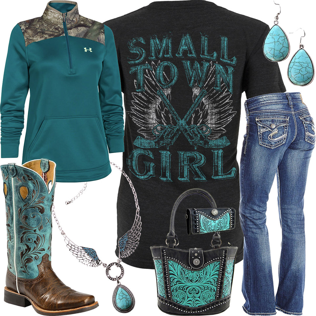 Small Town Girl Under Armour 1/2 Zip Outfit