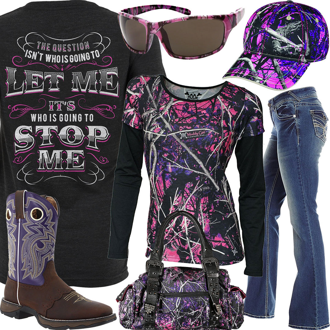 Going To Stop Me Purple Camo Sunglasses Outfit