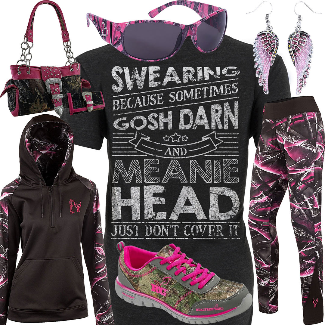 Swearing Because Sometimes Pink Camo Sunglasses Outfit