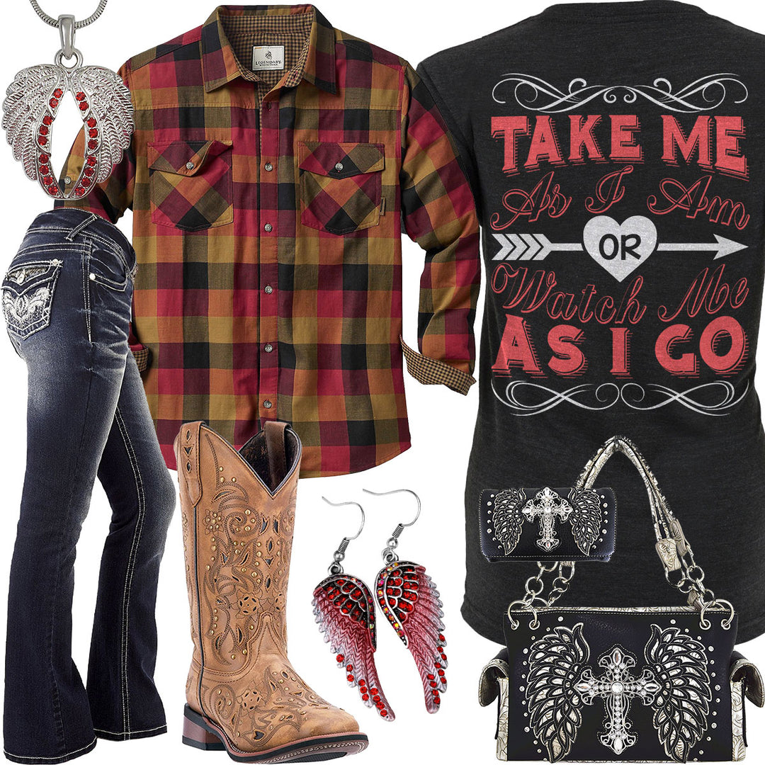 Take Me As I Am Angel Wings Necklace Outfit