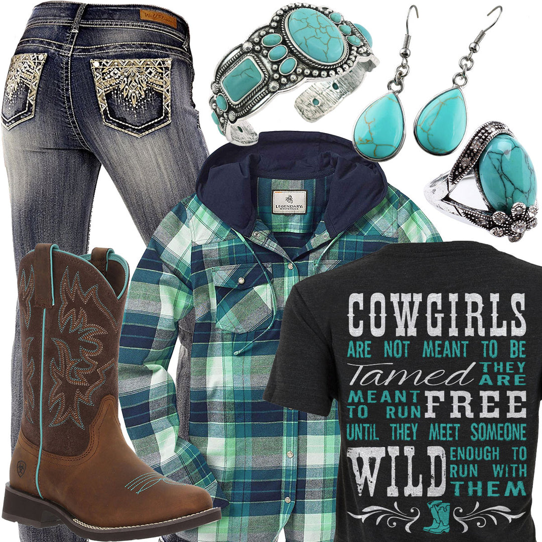 Meant To Be Tamed Plaid Flannel Hoodie Outfit