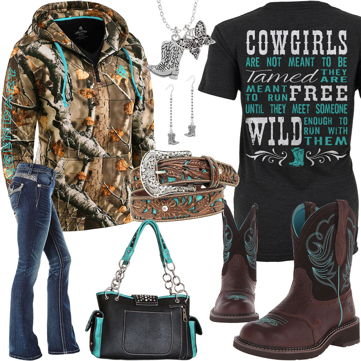 Meant To Be Tamed Camo Quarter Zip Hoodie Outfit – Clover + Cotton Co