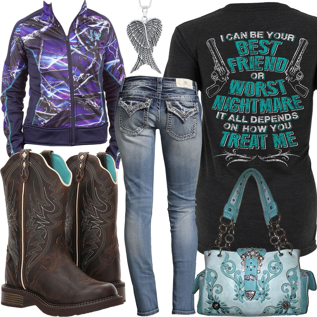 How You Treat Me Huntworth Fleece Jacket Outfit