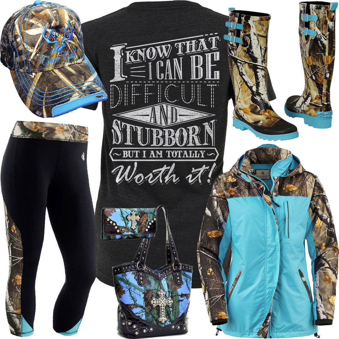 Totally Worth It Camo Rain Jacket Outfit