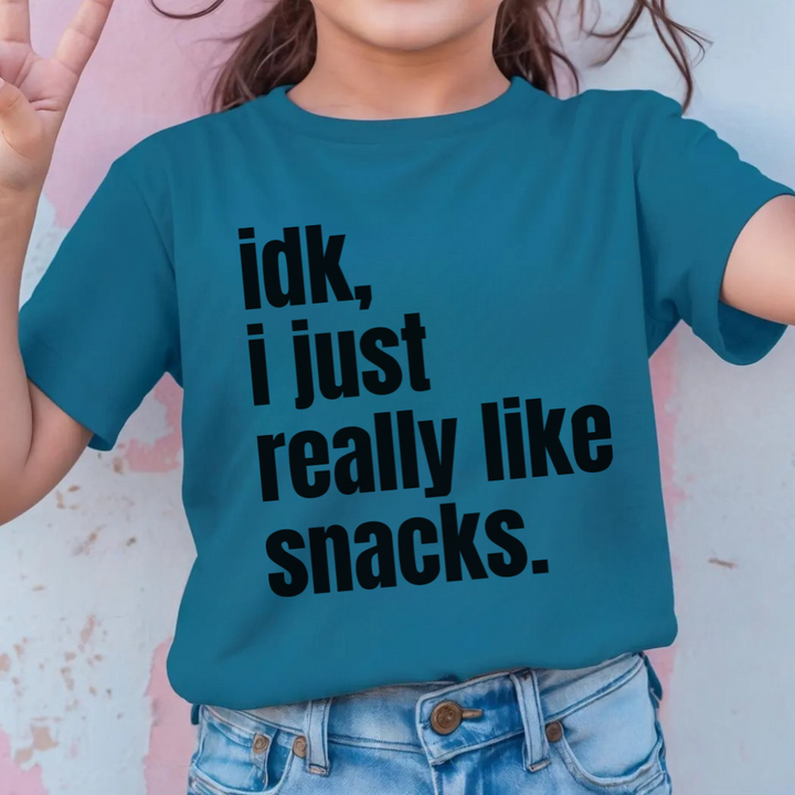 I Just Really Like Snacks Kids Tees
