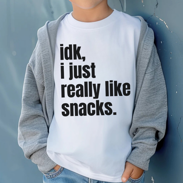 I Just Really Like Snacks Kids Tees
