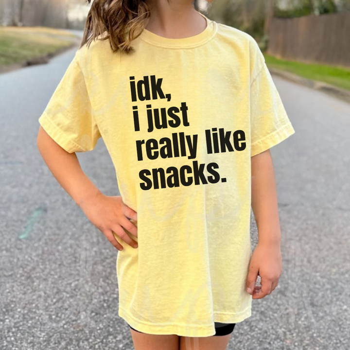 I Just Really Like Snacks Kids Tees