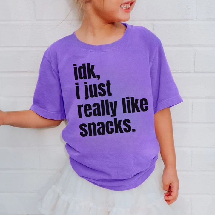 I Just Really Like Snacks Kids Tees