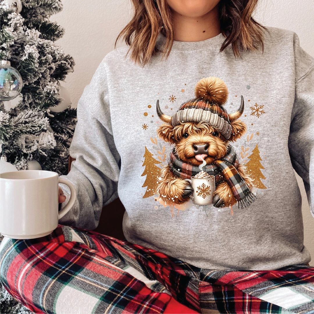 Winter Highland Cow Sweatshirts