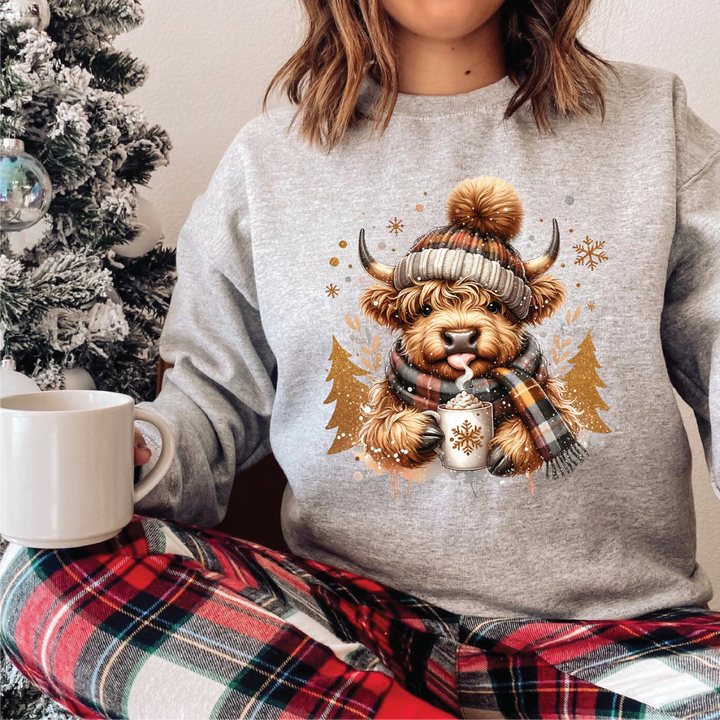 Winter Highland Cow Sweatshirts