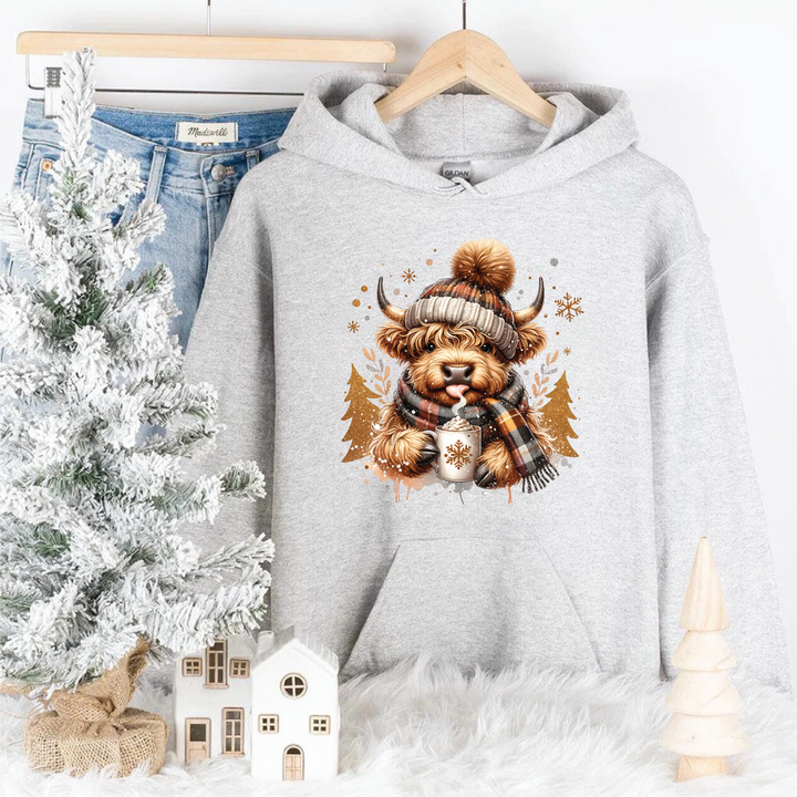 Winter Highland Cow Sweatshirts