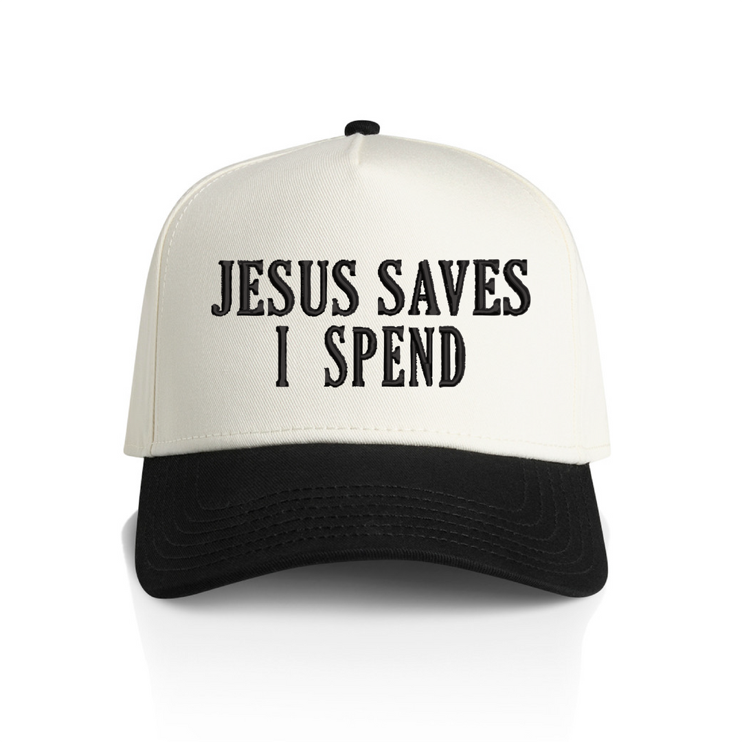 Jesus Saves I Spend Snapback Hat