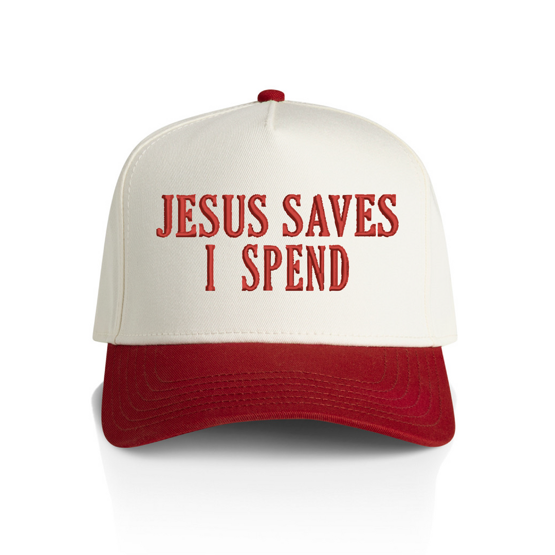 Jesus Saves I Spend Snapback Hat