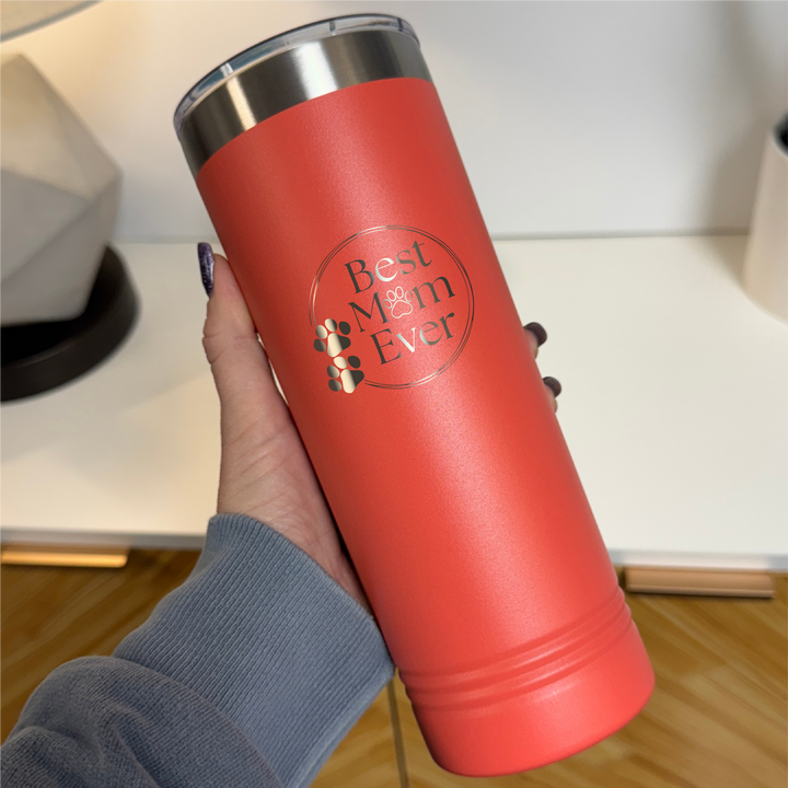 Best Pet Mom Circle Laser Etched Tumbler