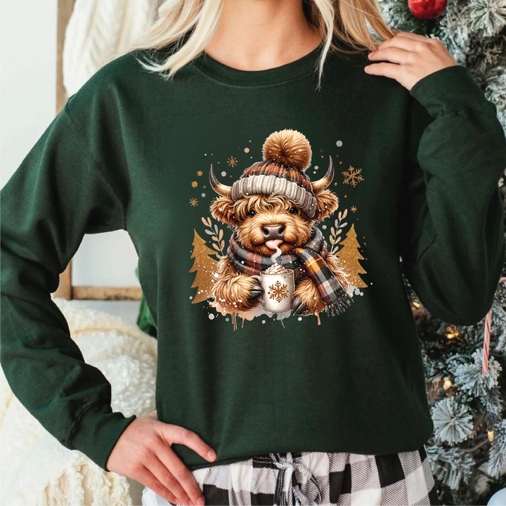 Winter Highland Cow Sweatshirts