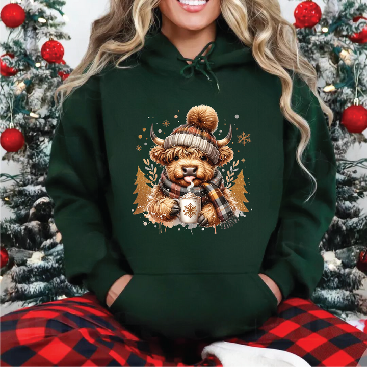 Winter Highland Cow Sweatshirts