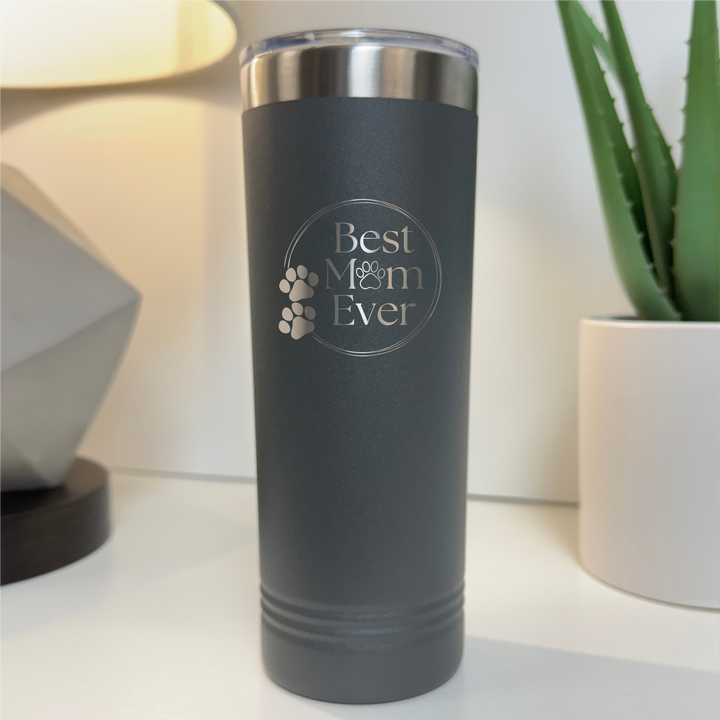 Best Pet Mom Circle Laser Etched Tumbler