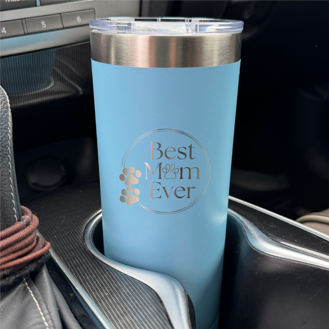 Best Pet Mom Circle Laser Etched Tumbler